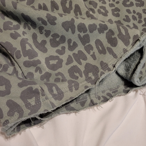Sage Green Leopard Print Crewneck Pullover - Picture 4 of 5